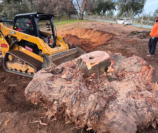 Bulldozer Moving a Large Rock