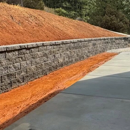 Concrete Walkway Alongside A Retaining Wall