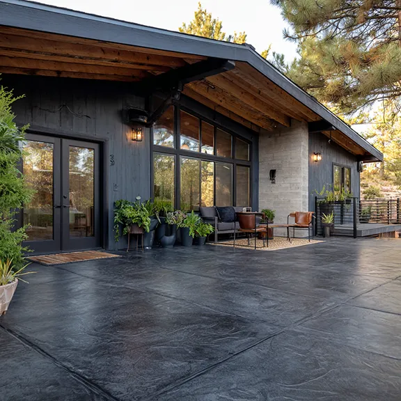 Charcoal stained patio