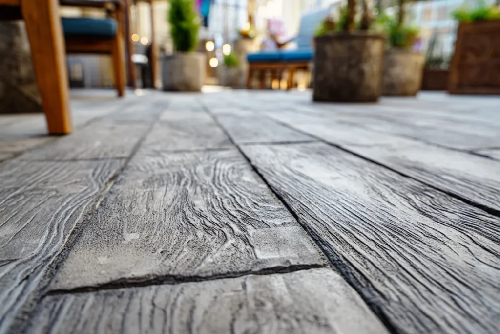 wood plank stamped concrete ideas